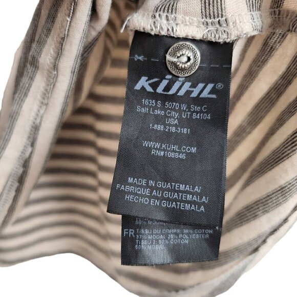 Kuhl Womens Top Small Beige Striped Jive 3/4 Sleeve Tee Dove Outdoor #8385 - Picture 8 of 13